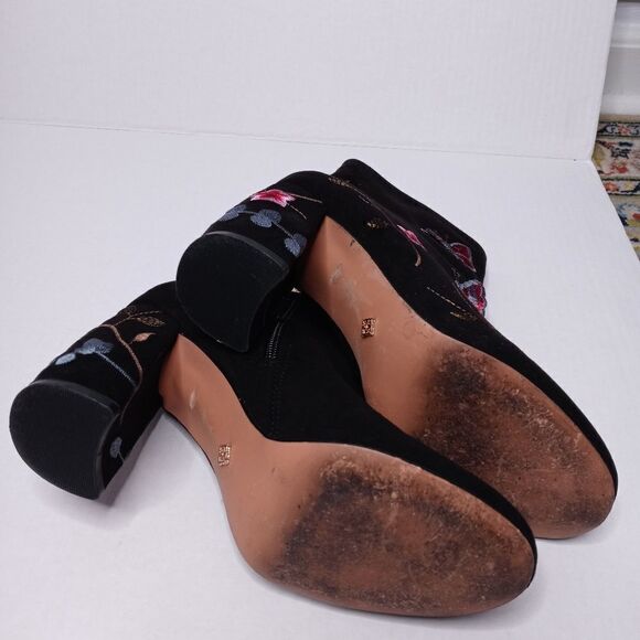 Nanette Lepore Black Suede Embroidered Lilly Ankle - Picture 12 of 12